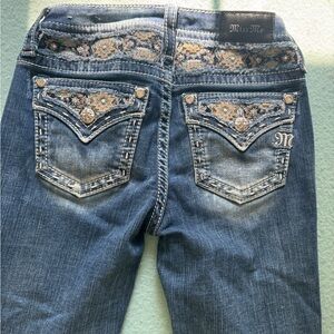 Miss Me Women's Blue Jeans with Floral Embroidery